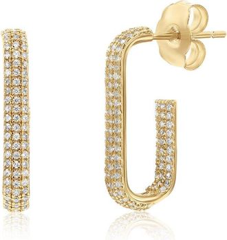 Suzy Levian Suzy Levian Silver Cz Hoop Earrings