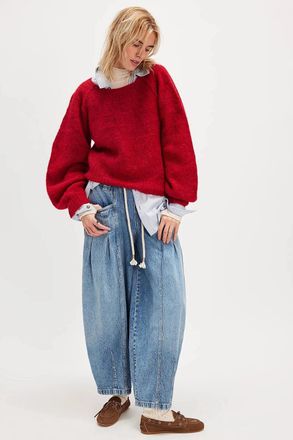 Free People We The Free Margo Jeans Womens Blue Wide Barrel Leg KFC855