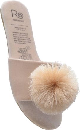 Rollasole Womens Pom Pom Slippers In Champagne