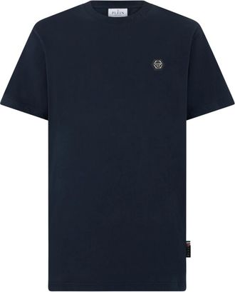 Philipp Plein T-shirt Ronde Hals Korte Mouw Logo - Heren - T-shirts - Blauw - 5XL - Katoen - Tops