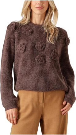 Object Objgitta L/S Re Knit Pullover - Dames - Ronde hals truien - Bruin - XS - Wol - Truien & Vesten