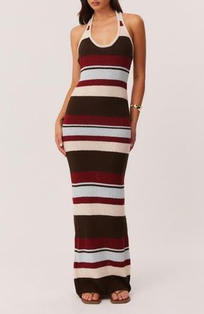 SNDYS Effie Halter Maxi Dress in Multi Stripe at Nordstrom, Size X-Small