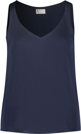 Vera Mont Tops, Dames, Blauw, 4Xl, Satijn, Satin V-Hals Blouse Chic Trendy