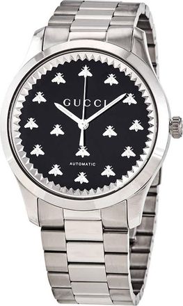 Gucci G-Timeless Automatic Black Onyx Stone Dial Mens Watch YA126283
