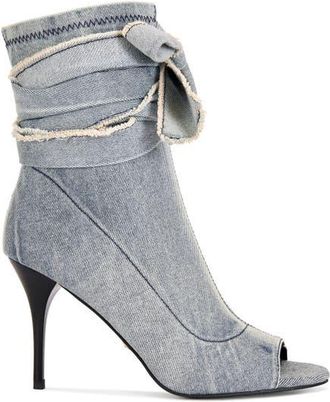 Azalea Wang Karter Stiletto Bootie in Denim at Nordstrom, Size 8.5