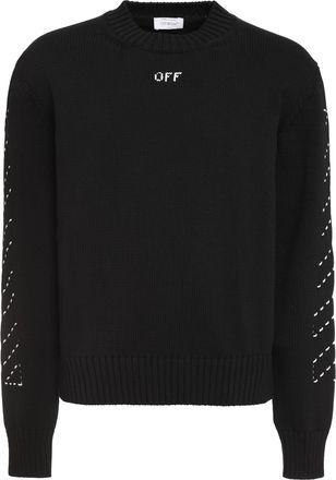 Off-white Mens Cotton Crew-Neck Sweater Black Sweatshirts