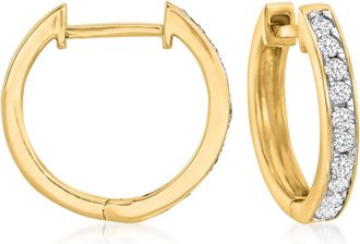 Ross-Simons Diamond Huggie Hoop Earrings in 14kt Yellow Gold
