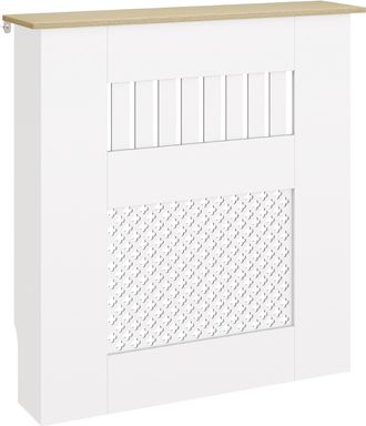 OEM Cubre Radiadores 78x19x81 Cm Cubierta Para Radiador Dise&ntilde;o Moderno De Listones Y Nido De Abeja Blanco