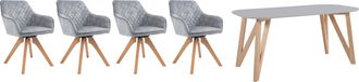 Salesfever Essgruppe »Stilvolle Sitzgruppe« 5-teiliges Set: Samtverlours-Stühle, 180° drehbar, Tischbreite 180 cm