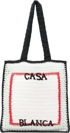 Casablanca Borsa tote Lou con logo ricamato - Bianco