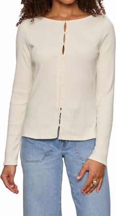 Sanctuary Button Front Ribbed Top In Collagen