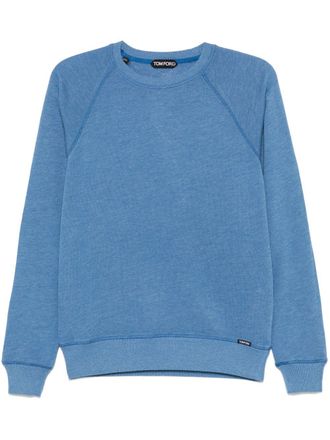 Tom Ford logo-patch sweatshirt - men - Acrylic/Cotton - 56 - Blue