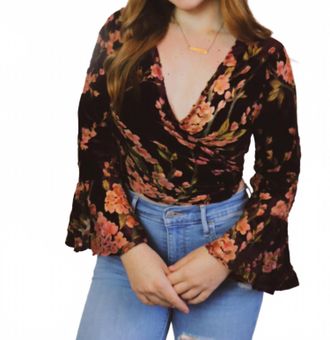 She + Sky Amelia Wrap Top In Black