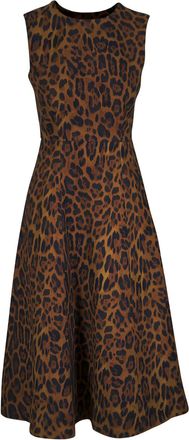 Adam Lippes Abito Eloise midi leopardato senza maniche - Marrone