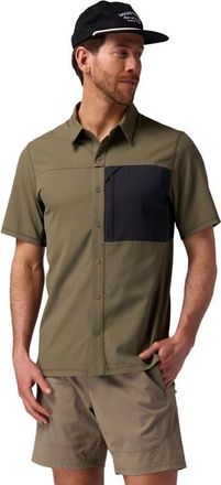Backcountry Tahoe Woven Short-Sleeve Snap-Up Shirt - Mens in Kalamata /Black at Nordstrom, Size Small