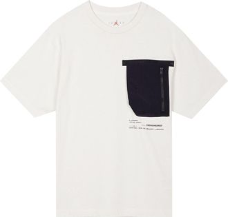 Nike Jordan Mens Air Jordan 23 Engineered Contrasting Colors Pocket Round Neck Casual Short Sleeve Phantom White Gray T-Shirt DM1389-030