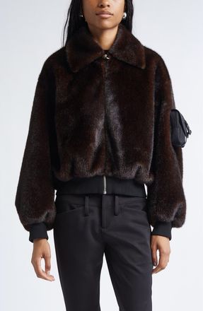 Coperni Faux Fur Bomber Jacket in Brown at Nordstrom, Size X-Small
