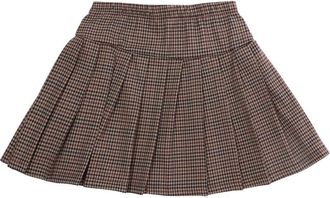 Nan&aacute;n Girls Kilt Skirt Pied De Poule Brown Polyester