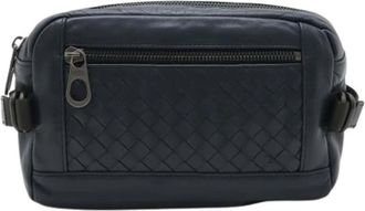 Bottega Veneta Pre-owned Leren Schoudertas - Heren - Vintage Heuptassen - Blauw - ONE Size - Leer - Vintage