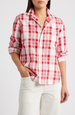 Frank & Eileen Eileen Relaxed Button-Up Shirt in Red White Pink Plaid at Nordstrom, Size Xx-Small