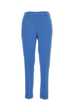 Alberto Biani Light Blue Straight-Leg Elasticated Waist Cropped Pants