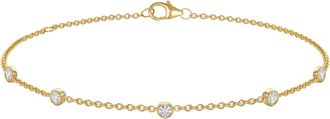 MAX + STONE 10K Yellow Gold 5 Station Lab Grown Diamond Bracelet 7.5-9.5 inch Adjustable