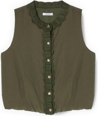 Motivi Top van Lyocell met gebreide randen - Dames - Tops zonder mouwen - Groen - 2XS - Polyester - Tops