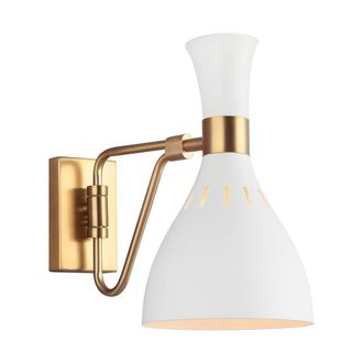 Loops Wall Light Sconce Matte White / Burnished Brass LED E27 60W Bulb