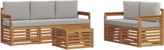vidaXL Conjunto De Sof&aacute;s De Exterior 6 Uds. Natural Y Gris Claro Vidaxl