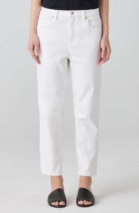 Eileen Fisher High Waist Crop Straight Leg Jeans in White at Nordstrom, Size Xx-Small