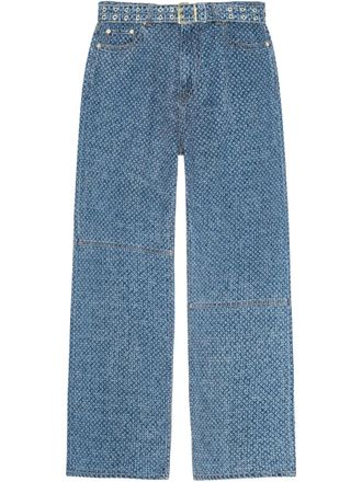 Ganni belted wide-leg jeans - women - Fabric - 25 - Blue