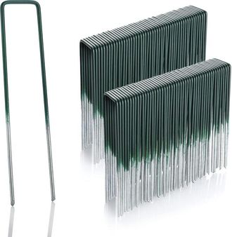 OEM 100 Grapas De Sujeci&oacute;n Para C&eacute;sped Artificial De Alambre De Acero Galvanizado Al Fuego 150 Mm Largo, 25 Mm Ancho, 2,9 Mm Grosor Color Verde Y Cabeza P