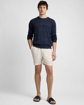 Onia Silk Linen Long Sleeve Crewneck Sweater in Midnight at Nordstrom, Size Xx-Large