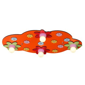 Wonderlamp Plaf&oacute;n infantil con forma de nube roja y flores multicolor