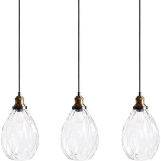 Beliani Lampada a sospensione con illuminazione a 3 punti con paralume in vetro e metallo Trasparente Coosa