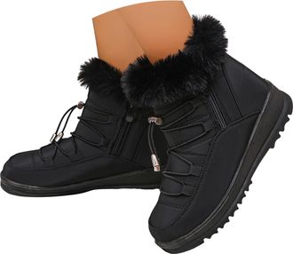 Generic Women Winter Snow Fur Lined Boots Warm Winter Shoes Ankle Zip Up Booties Waterproof Anti-slip Outdoor Comfortable Short Boot (5)