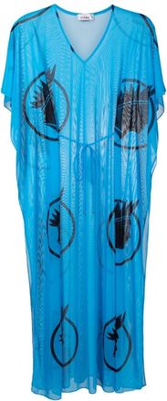 Amir Slama semi-sheer tied-waist dress - women - Elastane/Polyamide - GG - Blue