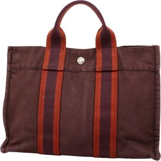 Herm&egrave;s Brown Canvas Tote Bag (Pre-Owned)