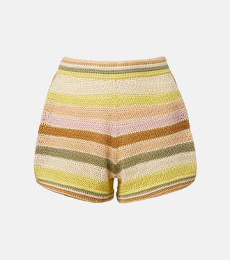 Zimmermann Indra crochet striped cotton shorts