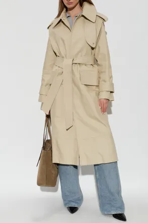 Victoria Beckham Cotton Trench Coat With Belt, Womens, Beige