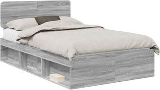 vidaXL Estructura De Cama Con Cabecera Gris Sonoma 120 X 200 Cm Vidaxl