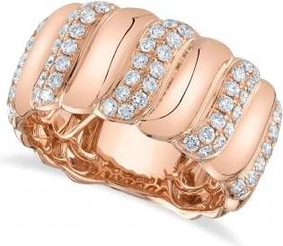 Allurez Pave Diamond Wide Wave Band Ring 14K Rose Gold (0.75ct)