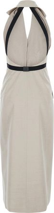 Max Mara Womens Dress With Notched Lapels And Open Back - Beige Cotton
