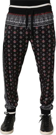 Dolce & Gabbana Bandana Crown Jogger - Heren - Sweatpants - Zwart - XS - Polyester - Broeken