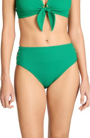 Robin Piccone Amy High Waist Bikini Bottoms in Emerald at Nordstrom, Size X-Small
