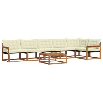 vidaXL Conjunto De Sof&aacute;s De Exterior Con Coj&iacute;n 7 Pcs Natural Y Crema Vidaxl