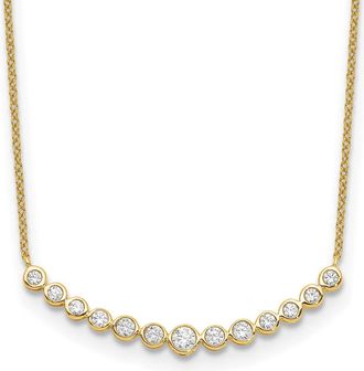 Diamond2Deal 14K Gold 1/2 Ct Lab Grown Diamond Curved Bar Necklace 18 Clarity VS, Color D-E