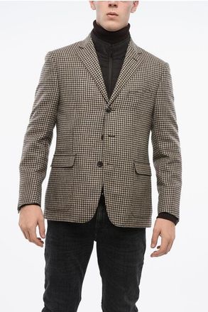 Corneliani Houndstooth Patterned Blazer with Removable Padding size 50
