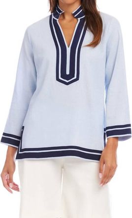 Karen Kane The St. Tropez Tunic Top In Pale Blue And Navy