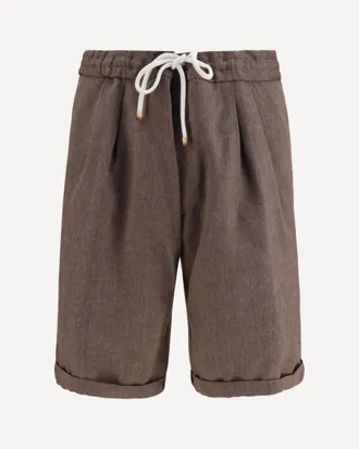 Brunello Cucinelli Bermuda in chevron di lino e lana vergine Man 56